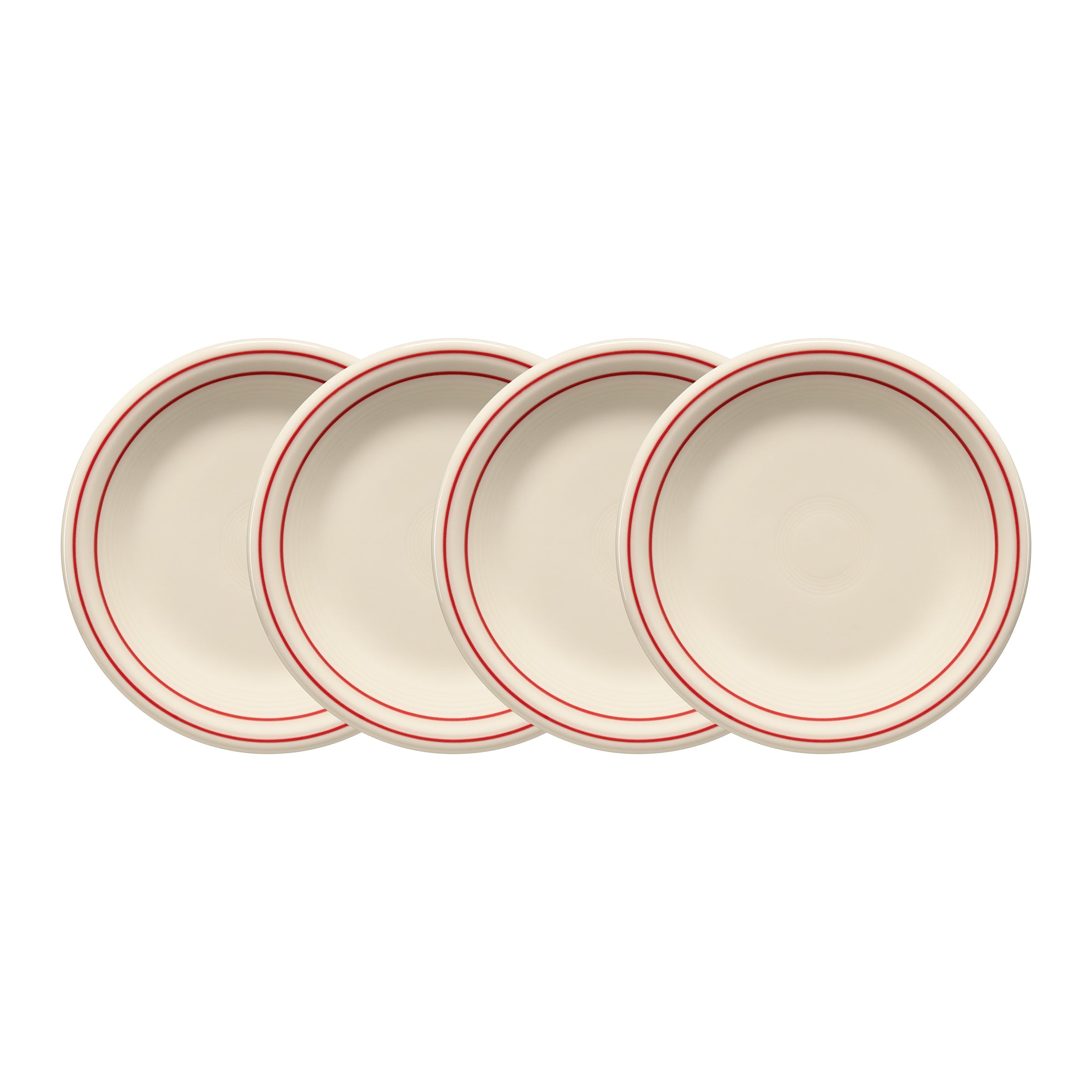 Fiesta Dinnerware - Americana Scarlet Band Set of 4 Classic Rim 7 1/4-Inch Salad Plates