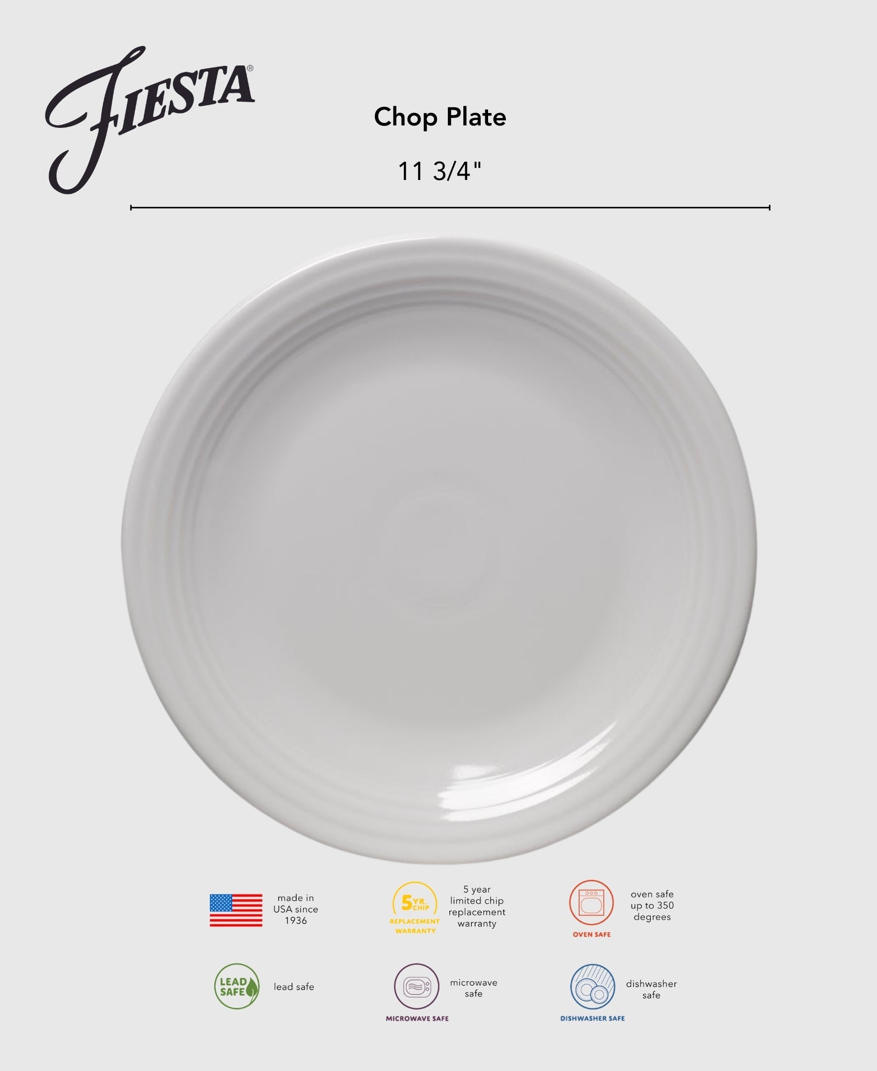Fiesta Dinnerware - Classic Rim Chop Plate 11 3/4 Inch Foundry - Image 2
