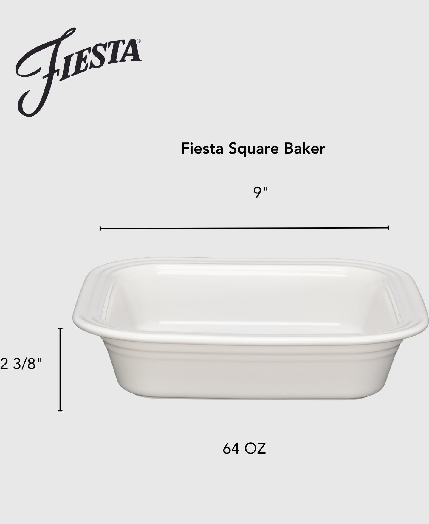 Fiesta Dinnerware - New Retired Fiesta Square 9x9 Inch Baker 2 Quart - Image 3