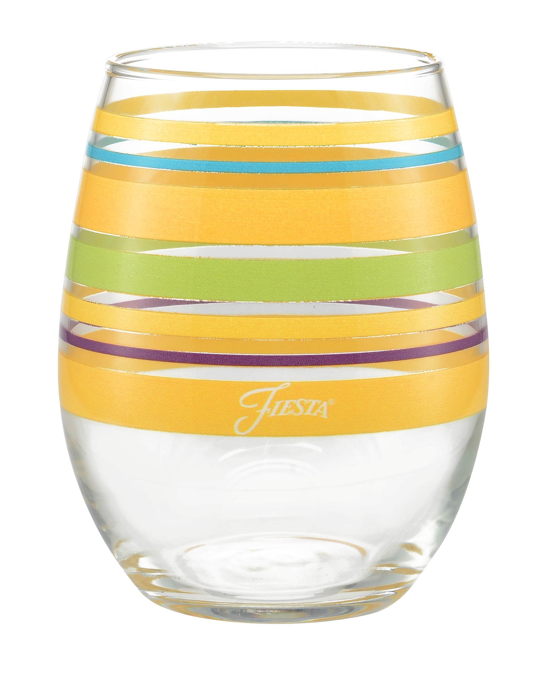 Fiesta Dinnerware - Retired 15 oz. Fiesta® Caribbean Sunset Stripes Stemless Wine, Set of 4 - Image 2
