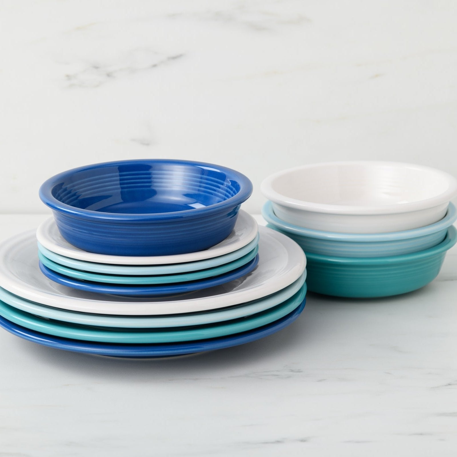 Fiesta Dinnerware - Mixed Coastal Blues Classic Rim 12-Piece Dinnerware Set, Service for 4 - Image 2