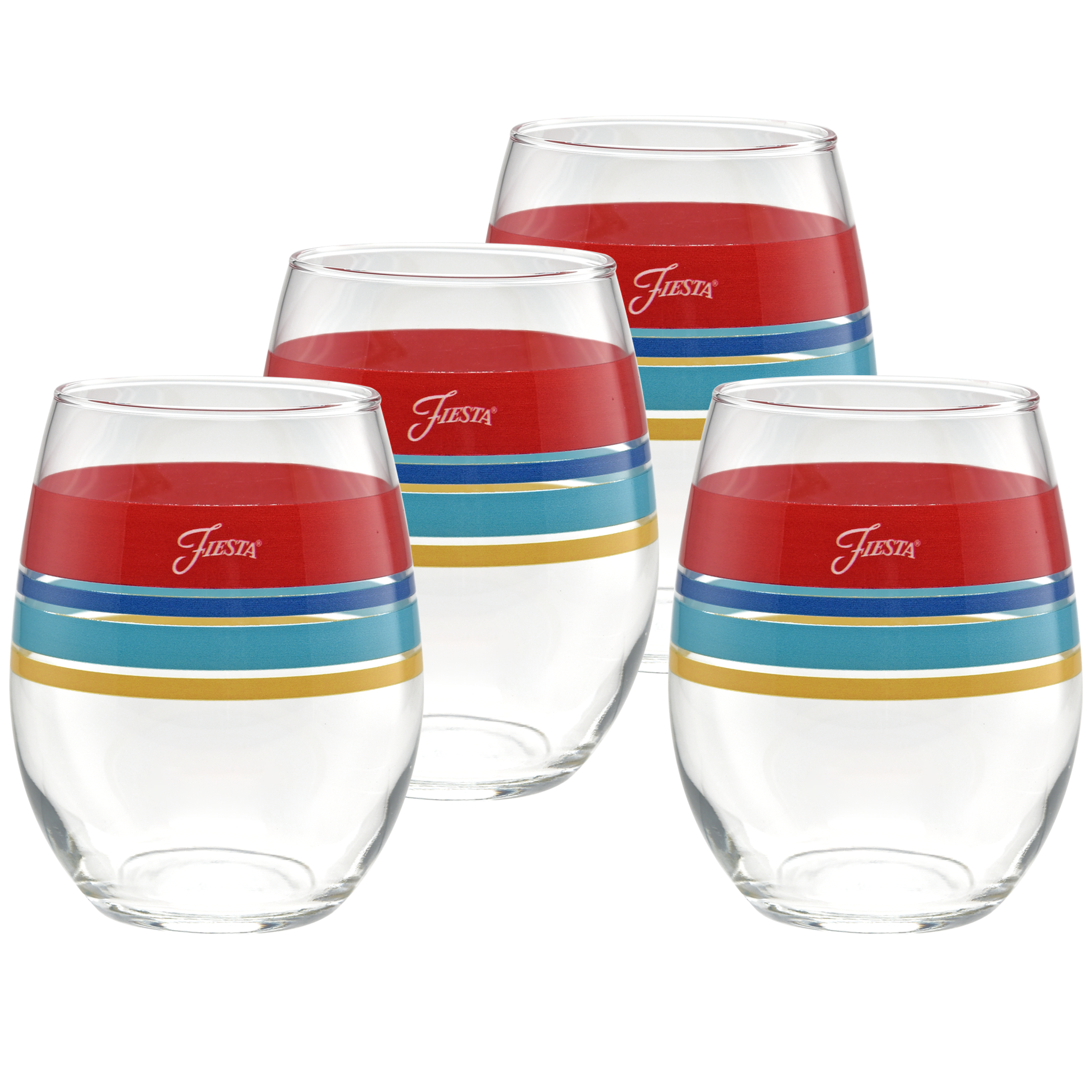 Fiesta Dinnerware - Vibrant 15 oz. Edgeline Stemless Wine, Set of 4
