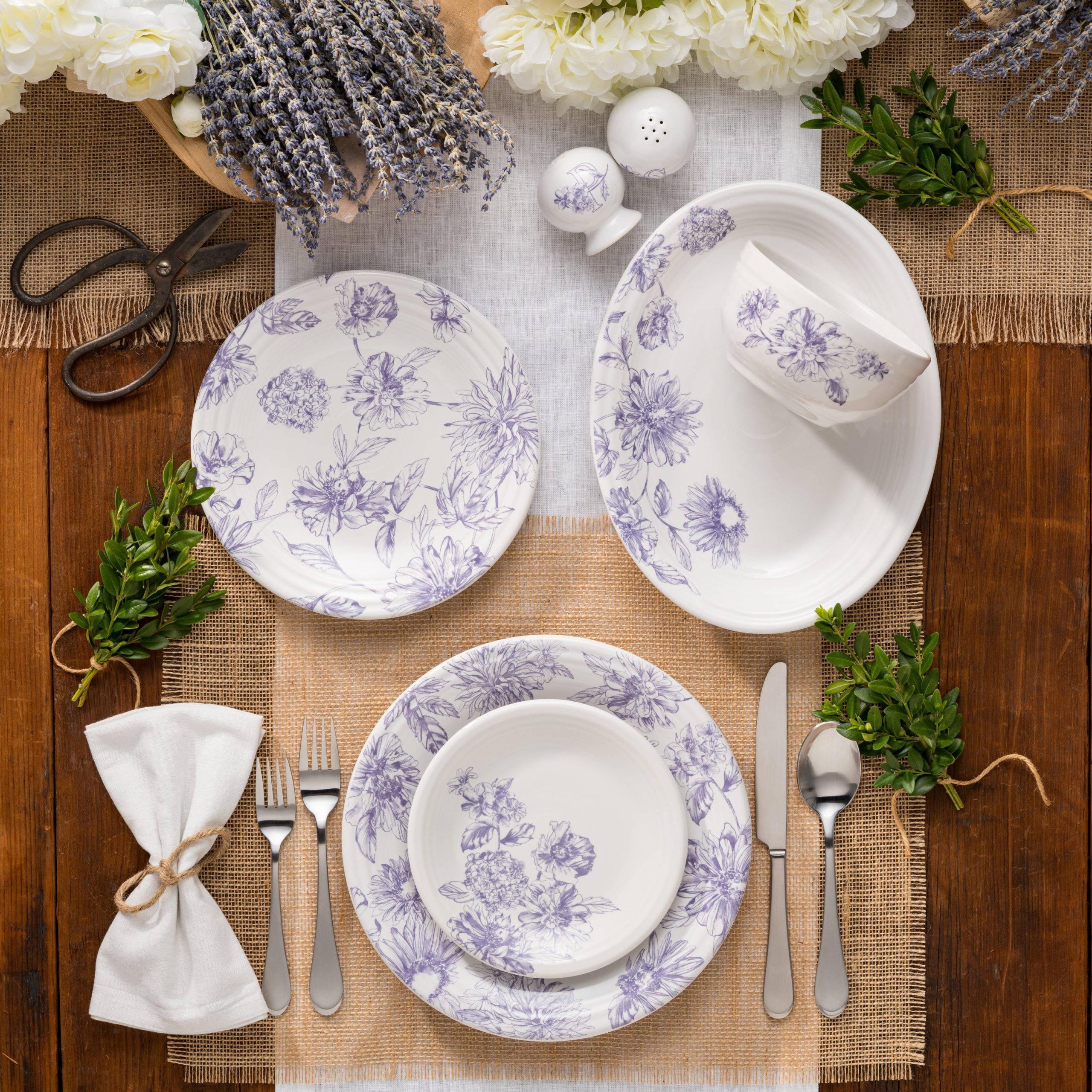 Fiesta Dinnerware - Botanical Floral Lavender Classic Bistro 3-Piece Place Setting, Service For 1 - Image 3