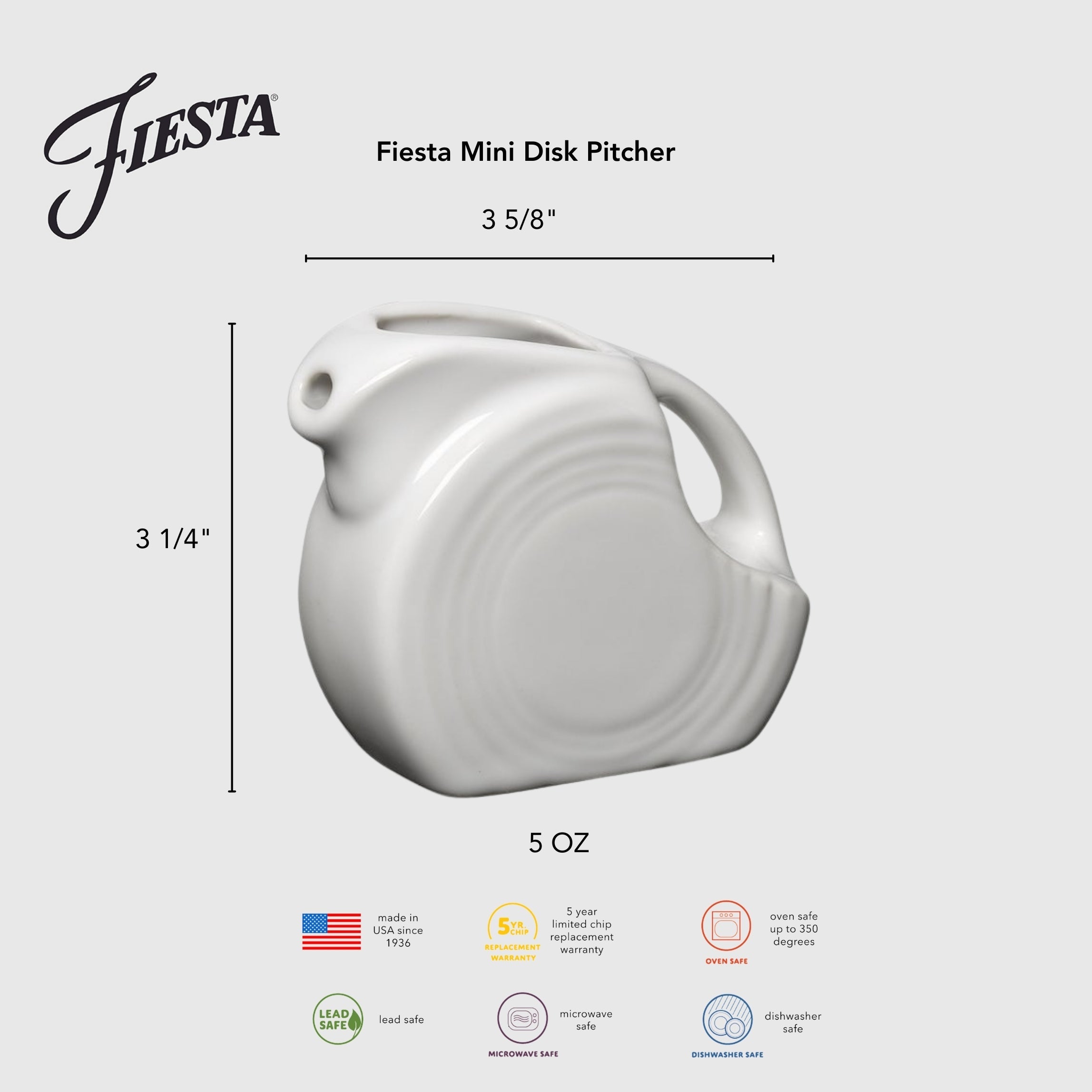 Fiesta Dinnerware - Lavender 5 OZ Mini Disk Pitcher - Image 3