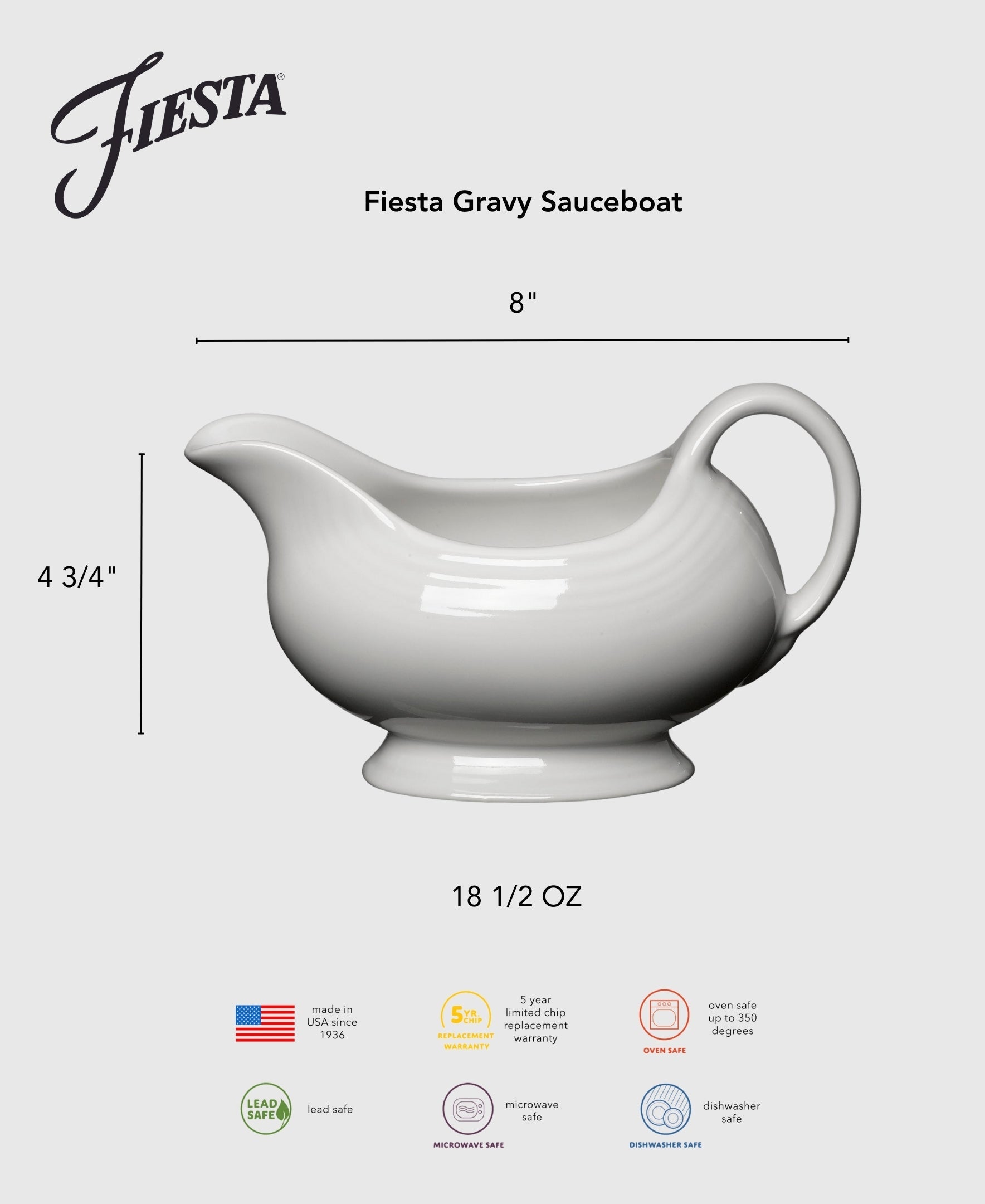 Fiesta Dinnerware - Fiesta 18 1/2 OZ Gravy Sauceboat - Image 4