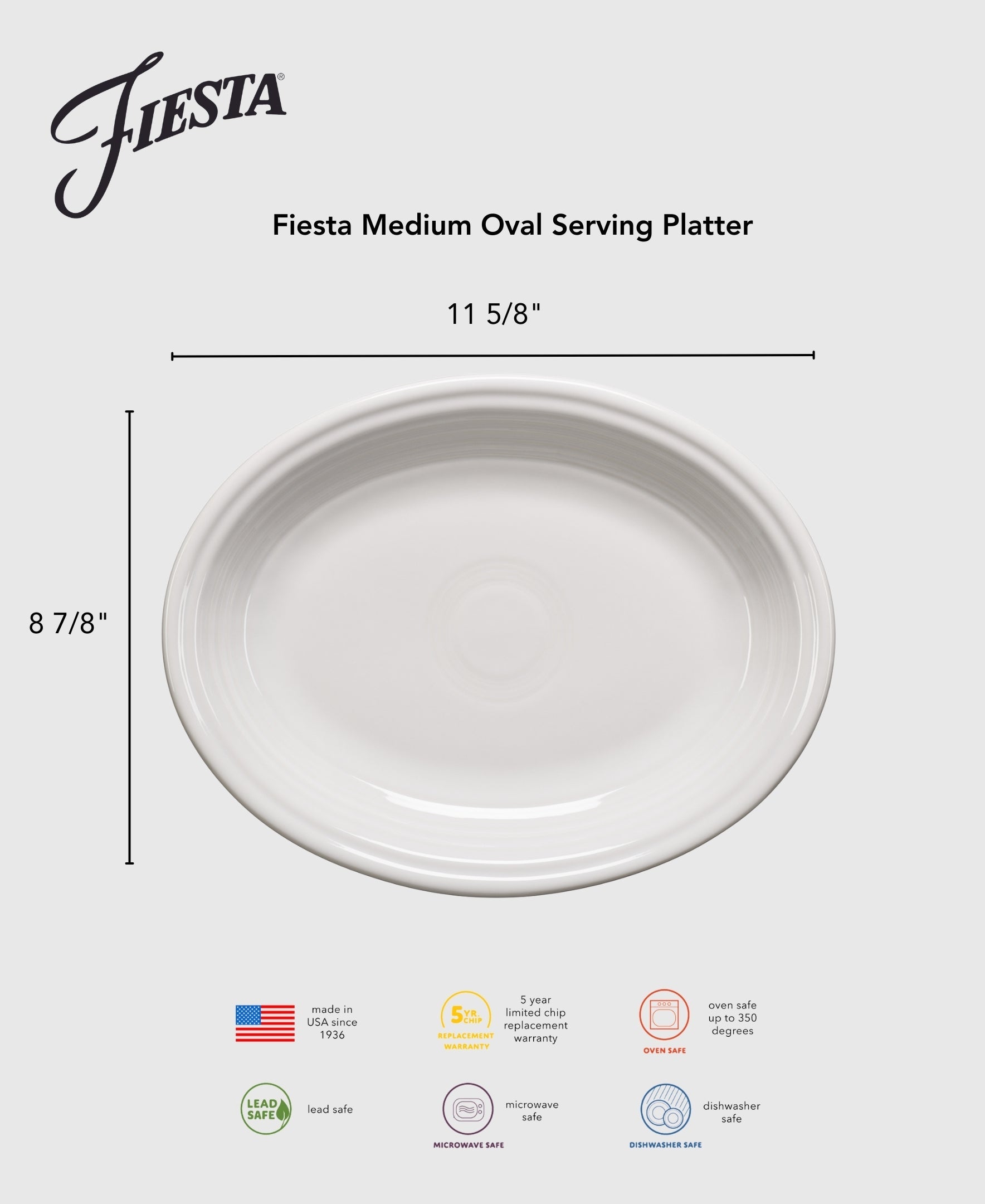 Fiesta Dinnerware - New Retired Fiesta 11 5/8 Inch Medium Oval Serving Platter - Image 3