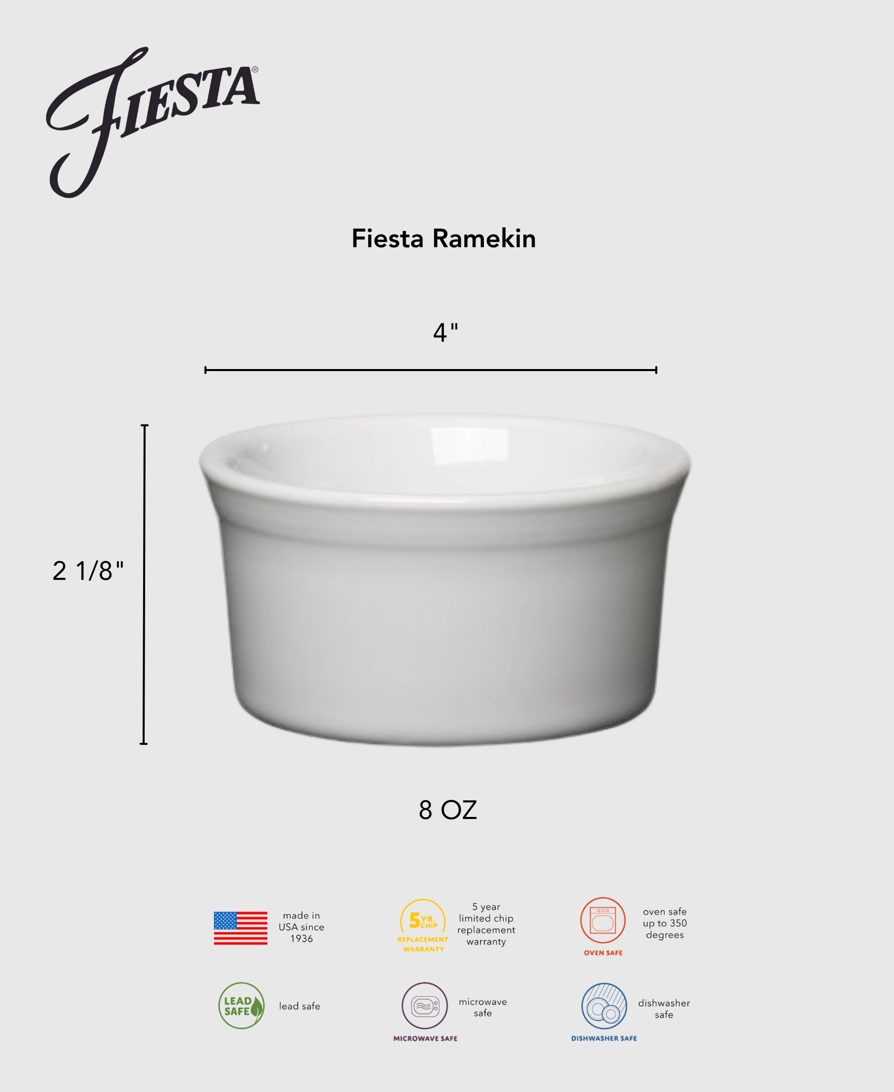 Fiesta Dinnerware - New Retired Fiesta 8 OZ Ramekin 4 Inch - Image 2