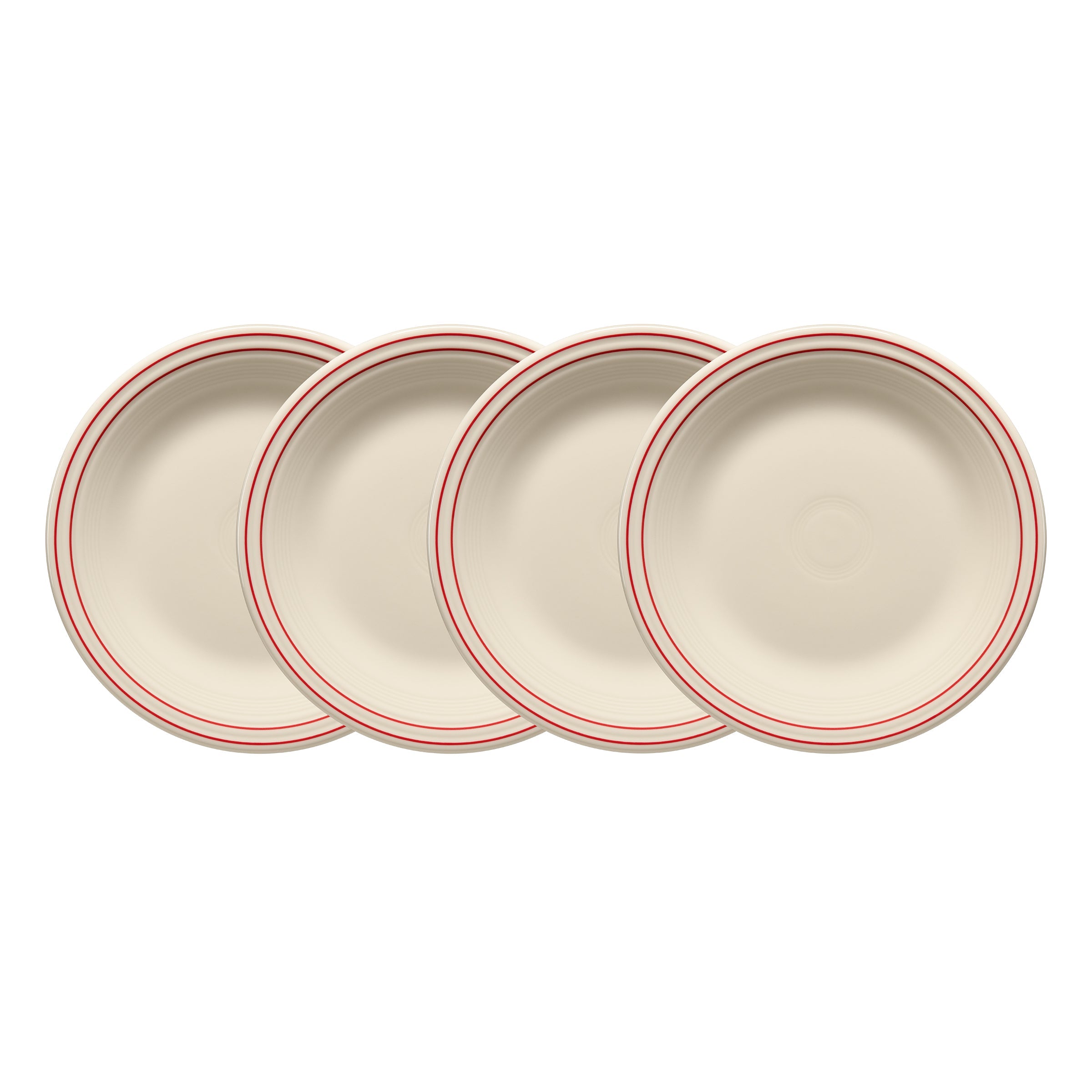 Fiesta Dinnerware - Americana Scarlet Band Set of 4 Classic Rim 10 1/2-Inch Dinner Plates