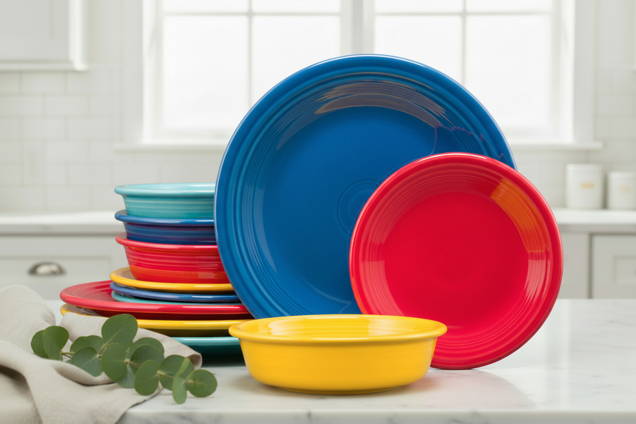 Fiesta Dinnerware - Mixed Vibrant Classic Rim 12-Piece Dinnerware Set, Service for 4 - Image 3