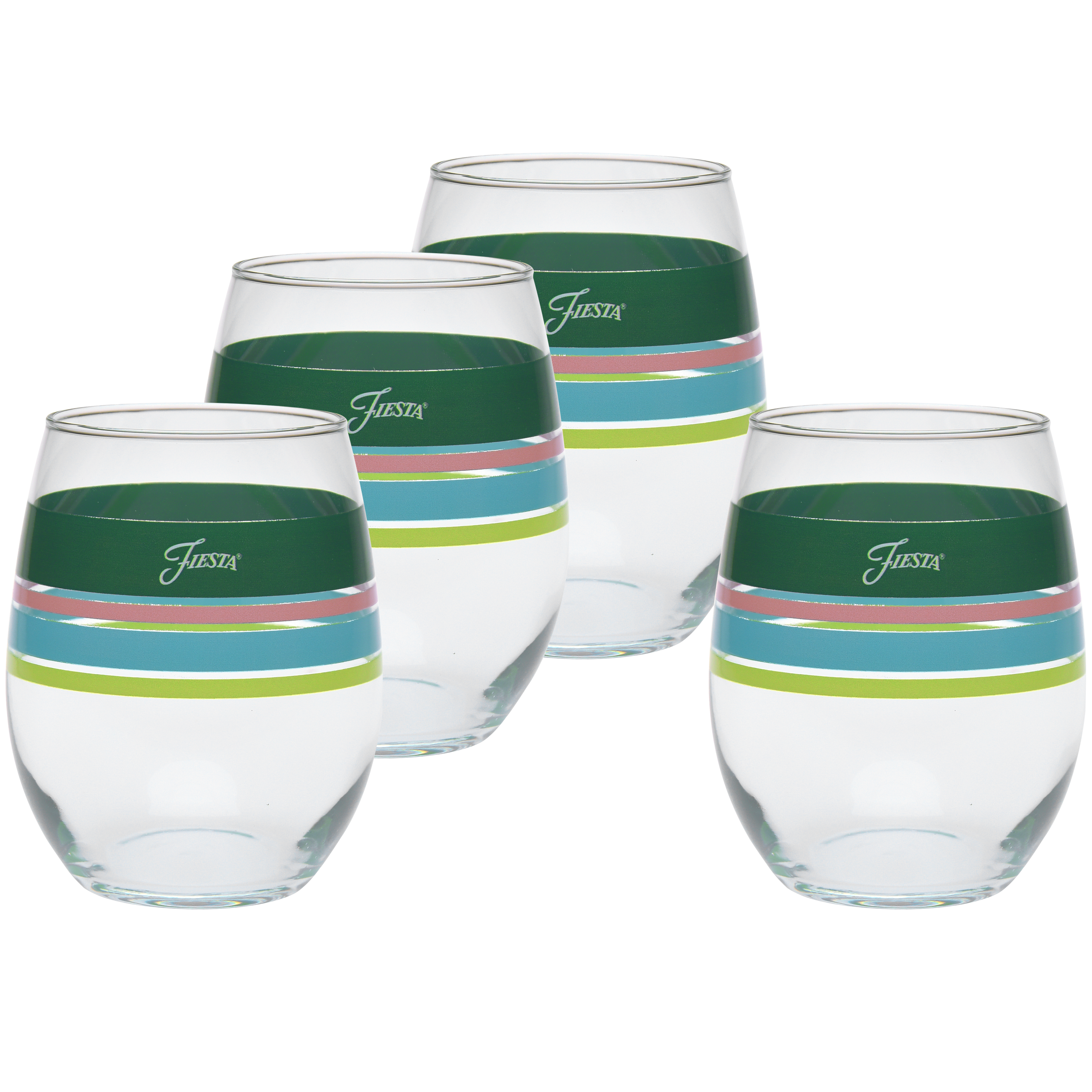 Fiesta Dinnerware - Retired 15 oz. Fiesta® Edgeline Stemless Wine Tropical, Set of 4
