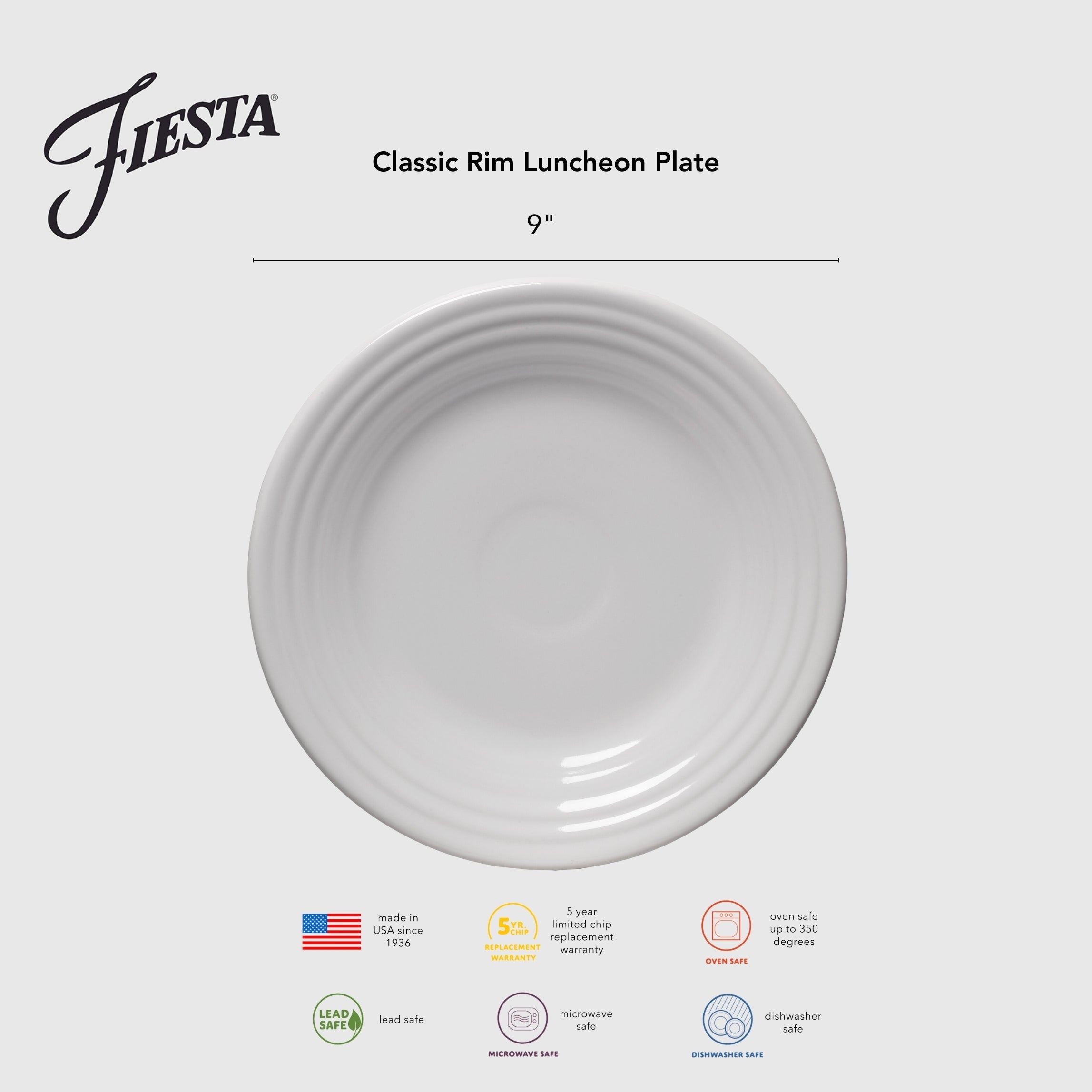 Fiesta Dinnerware - Classic Rim 9 Inch Luncheon Plate Foundry - Image 3